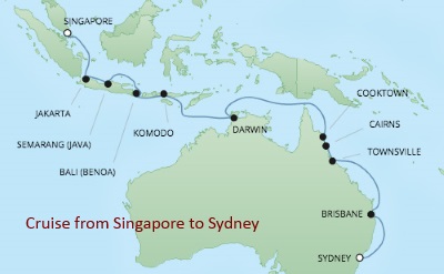 Regent cruise to Australia from Singapore map